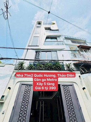 hàng hiếm ga metro - thảo điền. nhà 71m2 quốc hương xây 1 trệt - 4 tầng, hẻm 6m thông. giá 6,39 tỷ