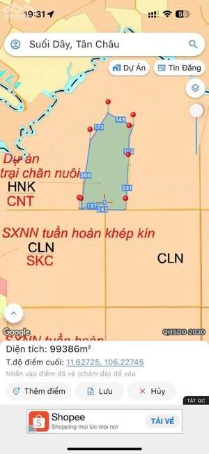 BÁN ĐẤT CHỦ TRƯƠNG TRANG TRẠI NUÔI GÀ THỊT TẠI SUỐI DÂY TÂN CHÂU TÂY NINH (BĐTT09)