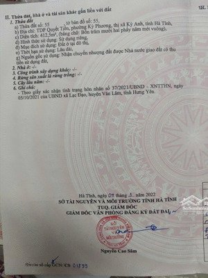 bán đất lô góc 2 mặt tiền full thổ cư tại kỳ phương, kỳ anh, hà tĩnh