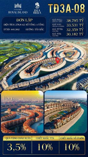 biệt thự đơn lập đảo thiên đường 278m giá chỉ 30 tỷ