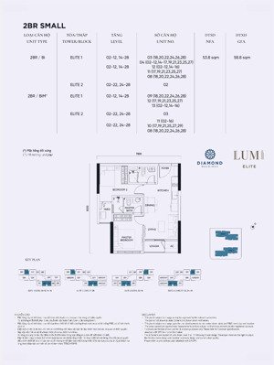 quỹ căn 53.8m2 2 phòng ngủ 2wc chủ nhà đang cần bán tại dự án lumi hà nội, giai đoạn 1 - 2 - 3