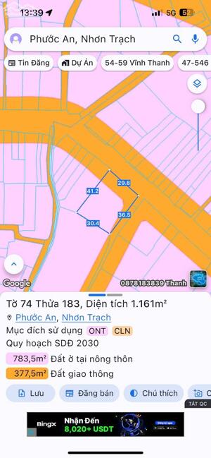 BÁN LÔ ĐẤT GÓC 2 MẶT TIỀN ĐẮC ĐỊA - ĐƯỜNG HÙNG VƯƠNG, PHƯỚC AN, NHƠN TRẠCH - DIỆN TÍCH LỚN, GIÁ TỐT!