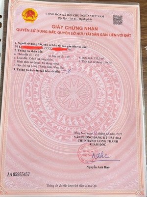 bán đất 120m2 sổ thổ cư bình sơn, long thành 2.6 tỷ bao sang tên