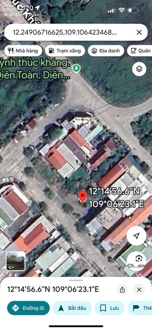 Bán lô đất TĐC Diên Toàn, Diên Khánh. gần đường Huỳnh Thúc Kháng. Giá bán 2 tỷ690 triệu Diện tích 120m2, ngang 6m, full đất ở. Hướng Tây Nam.