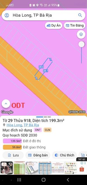 bán đất tại đường 15, hòa long, bà rịa, giá tốt 3 tỷ, 193 m2