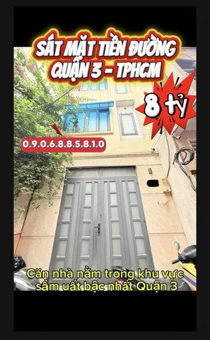 bán nhà quận 3 hẻm 3m thông gần mặt tiền ngang 4m chỉ 8 tỷ nhỉnh