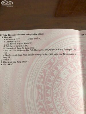 BÁN NỀN HẺM HÔNG 4M ĐƯỜNG A3 KDC TÂN PHÚ, P. HƯNG PHÚ, TPCT