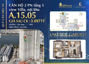 cần bán căn góc 74,7m2 (65,8m2) giá chỉ 3 tỷ tại dự án lakeside garden - lê hồng phong