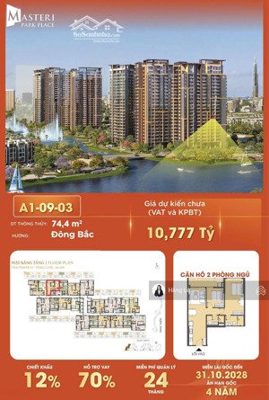 bán căn hộ 2pn tại masteri park place view đẹp hot hot