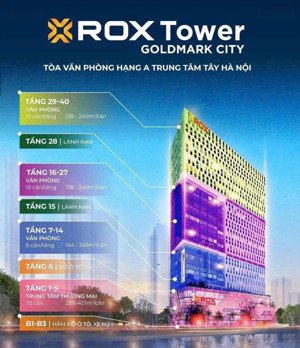 bán gấp căn 10 - 239,8m rox tower, diện tích lớn hiếm tại khu tây hà nội!