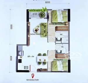 bán căn hộ 2pn, 2wc tại bcons center city, 3,1 tỷ, 57,01m2
