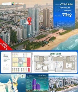 penhouse đẹp nhất mặt biển mỹ khê, đối diện công viên biển viêm đông, chưa bóc seal