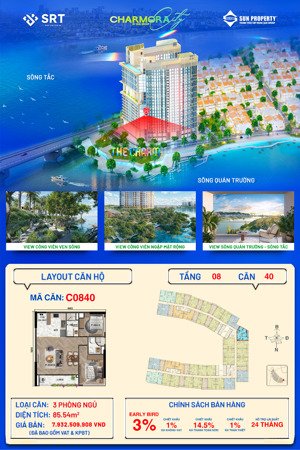 c0840 3pn tầng 08 the charm charmora city giá 7 tỷ 932 triệu (giỏ hàng không chênh giá gốc cđt)