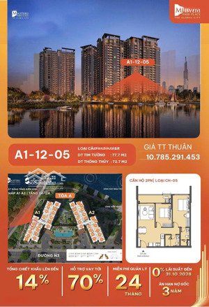 2pn 77.7m2 view sông, riêng tư trọn đời,giá gốc, full ck, 10 tỷ780 | call mr đồng hỗ trợ a z