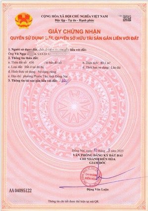 bán đất thổ cư phường phước tân biên hoà đồng nai nhỉnh 1 tỷ, gần vòng xoay cồng 11, chợ tân mai