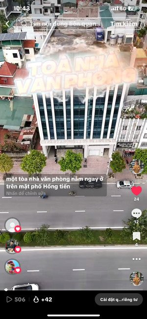 toà nhà văn phòng mặt phố hồng tiến - 475m2 - mặt tiền 17m - 8 tầng nổi 2 tầng hầm