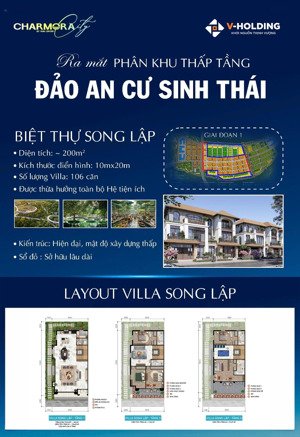 phân khu thấp tầng đảo an cư sinh thái | charmora city