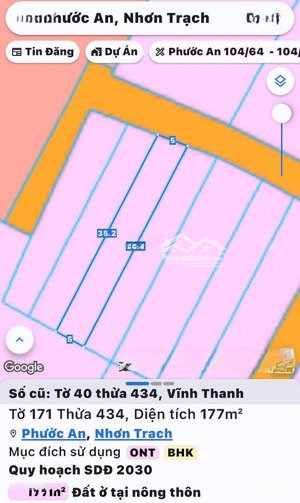 bán đất phước an, nhơn trạch, đn. dt 177m2, trong đó có 75m2 thổ cư, giá đầu tư siêu tốt, lh ngay