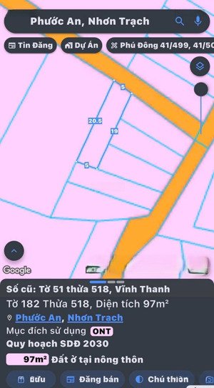 bán đất vĩnh thanh, nhơn trạch, đn. full thổ cư, dt 97m2, giá tốt, đầu tư sinh lời nhanh chóng