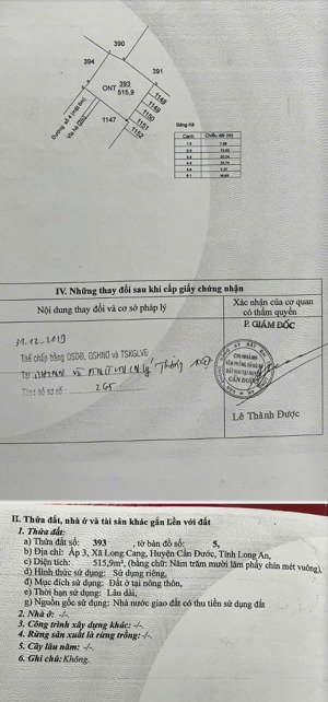 bán 515,9m² đất ở (ont) mặt tiền đường số 4 (lộ giới 6m) - xã long cang, cần đước, long an