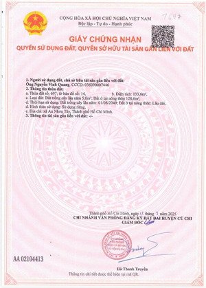 bán đất 133m2, 5,6 tỷ tại đường 746, an nhơn tây, củ chi, hcm