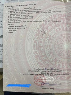 bán đất 1166m2, 1,3 tỷ tại xã suối cao, xuân lộc, đồng nai - chính chủ hot!