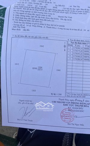 bán đất tại thủy đông, thạnh hóa, long an, giá 3,9 tỷ, diện tích 991 m2