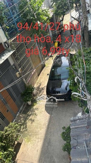 chợ vải phú thọ hòa, tân phú, hẻm xe hơi, ngang 4 x 18 m , 4 tầng, nhỉnh 6 tỷ