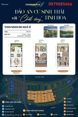 townhouse 3 tầng đảo an cư sinh thái charmora city - sun nha trang 15 tỷ thanh toán theo tiến độ