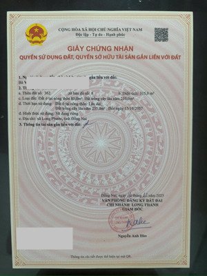 chủ gửi bán 315m2 thổ cư + sổ riêng vị trí an toàn, dễ thanh khoản