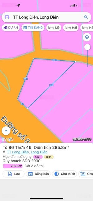 chính chủ gửi bán lô đất mặt tiền đường số 8: thị trấn long điền - bà rịa vũng tàu