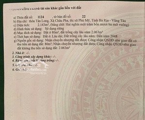 chính chủ cần bán lô đất mặt đường xã châu pha, tx. phú mỹ, bà rịa - vũng tàu. lh 