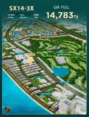 vin cần giờ. bán liền kề 75m2 sóng xanh khu a giáp sân gold, hồ lagoon giá full 13,68 tỷ