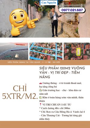 chính chủ cần bán gấp lô đất 120m2 tại văn quán - mê linh. giá cực đầu tư