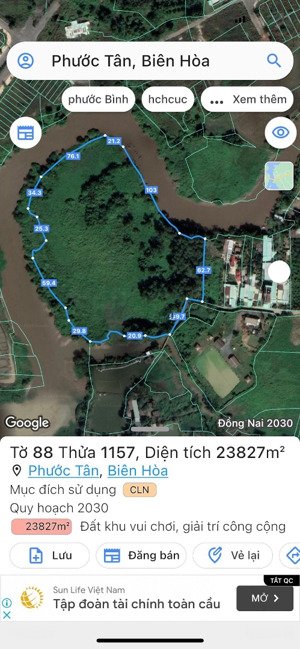 bán đất cây lâu năm tại phước tân, hơn 20.000 m2, hot! bao đẹp. giá 5.5 triệu/m2.