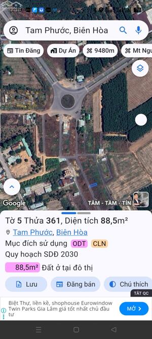 Bán Đất Ngay Vòng Xoay Tam Phước, Sổ riêng, Thổ Cư