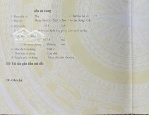 bán mảnh đất đẹp ở thôn đản dị, xã uy nỗ, huyện đông anh, thành phố hà nội. diện tích: 107,5 m2