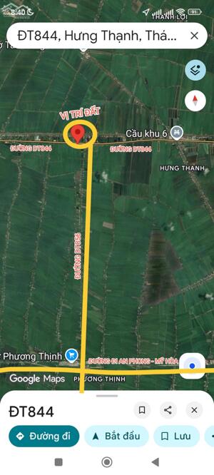 Đất ruộng đường DT844 xã Phương Thịnh tỉnh Đồng Tháp, cách ngã ba đường DT844 & DT856 400m