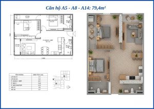 giao bán nhanh căn 80m2 vuông đẹp chung cư bid residence, 2pn và 2wc