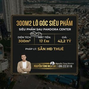 bán lô góc 300m² sau lưng pandora center, vài bước ra aeon mall, vị trí vàng cho toà nhà thương mại