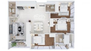 căn góc sân vườn diện tích 121m2, 3 phòng ngủ, s1.03.01 view sông dự án sun spana tower