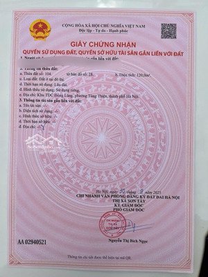 chính chủ cho con đi du học cần bán - 120m full - mặt tiền 6.82m - tx. sơn tây