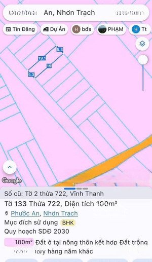 bán đất vĩnh thanh, nhơn trạch. dt 100m2, giá tốt, thủ tục nhanh gọn, sổ cất két giao dịch ngay