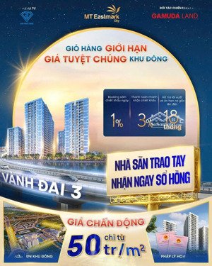 booking dự án căn hộ giá tuyệt chủng tại khu đông, mt eastmark city sẵn sổ hồng, giá mua từ cđt