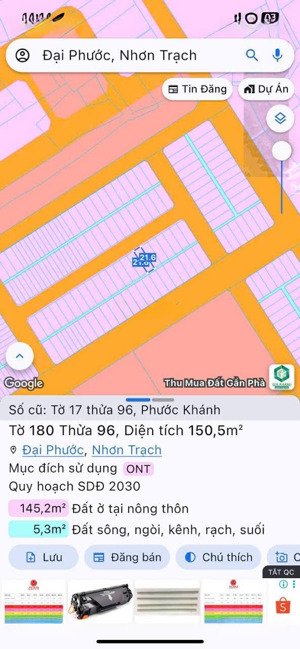 lô rẻ nhất còn sót lại tại tái định cư phước khánh 7x22m. cn 150m2 full thổ shr