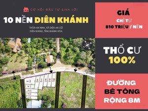 bán 10 nền full thổ xã diên an thôn an ninh chỉ từ 810 triệu