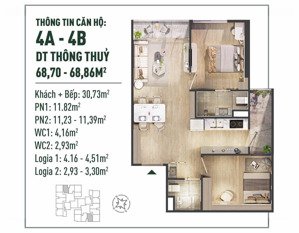 chính chủ bán căn hộ chung cư fibonan ecopark 68,86m 02 pn, 02 wc giá 5,4 tỷ lh 