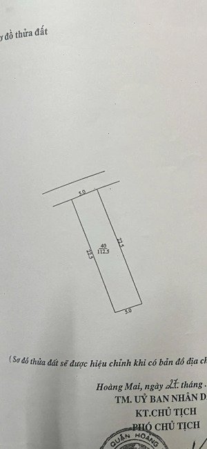 bán mảnh đất 112m- mặt tiền 5m phố tam trinh- - xe 7 chỗ vào nhà- sổ đẹp- giá chưa đến 180tr/1m