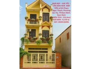 ⭐️Bán nhà mặt tiền số 83 Phạm Ngọc Thạch (P.Lộc Hạ, TP.Nam Định), P.Thiên Trường, Ninh Bình, 0949536996