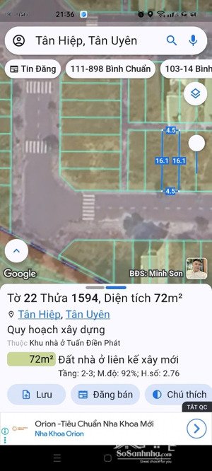 bán đất nền dự án kdc tuấn điền phát, 1,42 tỷ, 72m2, ở vĩnh tân, tân uyên, bình dương